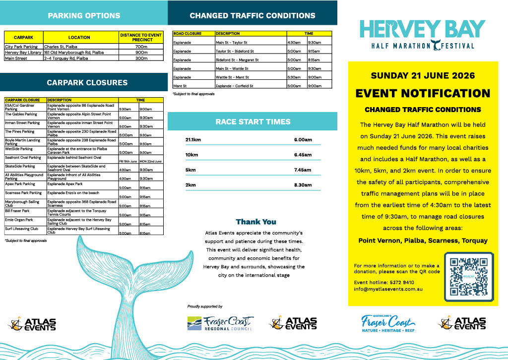 Hervey Bay Half Marathon road closure notice