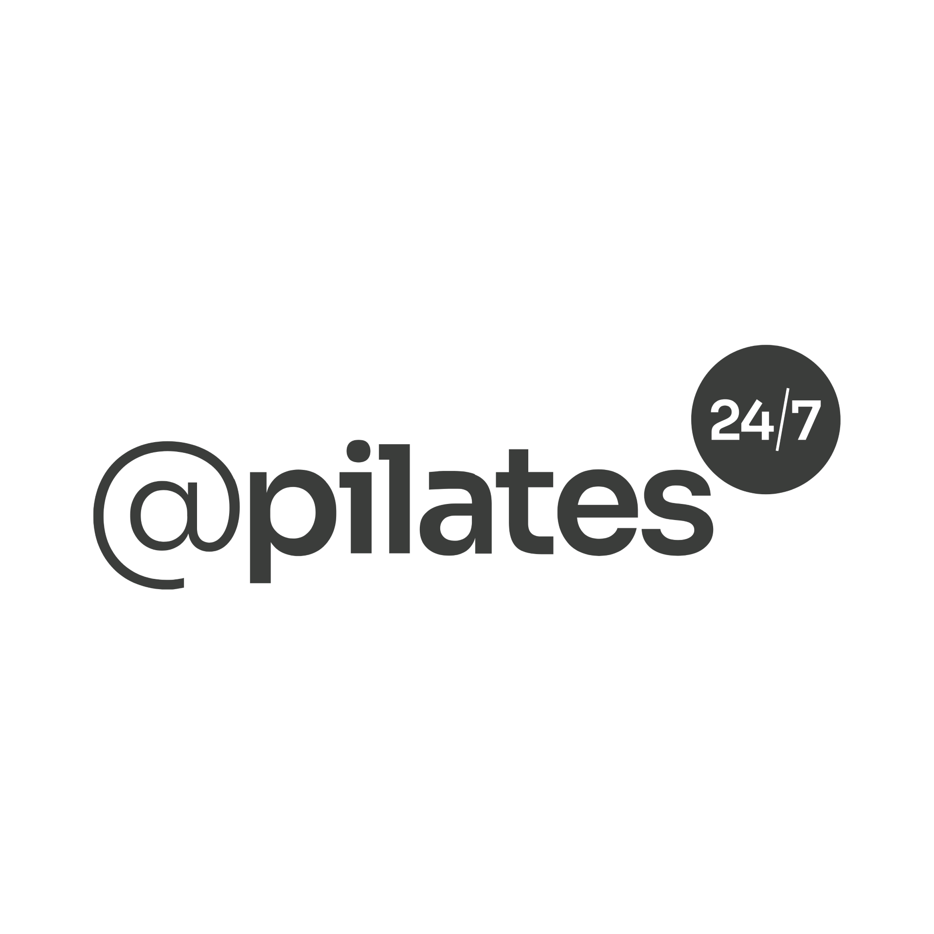 @pilates 24/7 logo on black background