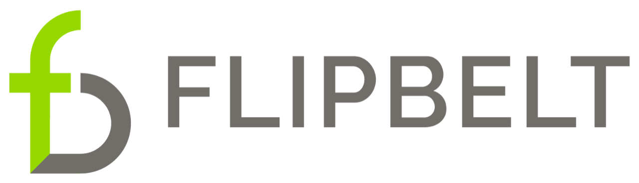 FlipBelt logo with green and gray design